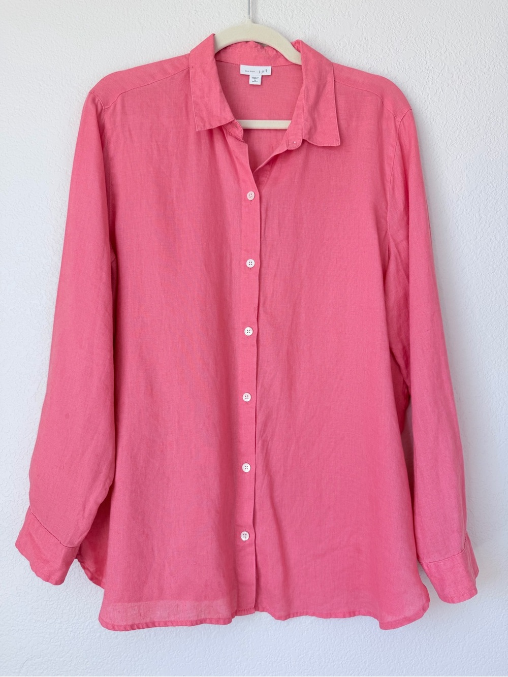 J. Jill Love Linen Coral Pink 100% Linen Button Down Shirt Top M